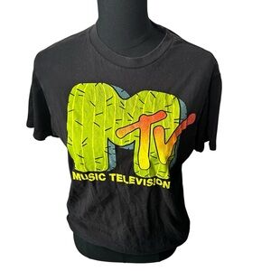 MTV Black Tee with Cactus Logo Size Medium